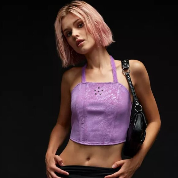 Urban Outfitters Tops - NWT Urban Outfitters Zemeta Daisy Studded Purple Halter Top